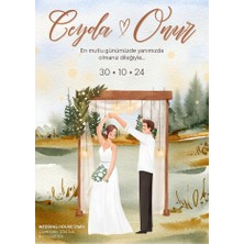 Özcan Tasarım Kişiye Özel Davetiye - Düğün Davetiye - Nişan Davetiye - Nikah Davetiye ( Zarflı ) ( 50 Adet ) Mdl 6