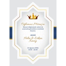 Özcan Tasarım Kişiye Özel Davetiye - Sünnet Davetiye - Sünnet Davetiyesi ( Zarflı ) ( 50 Adet ) Model 5