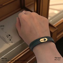 Archin Ekim Ayı Doğumlarına Kalp Motifli 14 Ayar Altın Plakalı Koyu Yeşil Derili Hediye