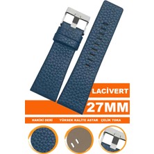 Cobra 22MM 24MM 26MM 27MM 28MM 29MM 30MM 32MM Diesel Saat Uyumlu Lacivert Renk Deri Saat Kordonu Dzs