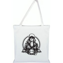 Motorcu Baskılı Bez Çanta - Motorcu Çanta