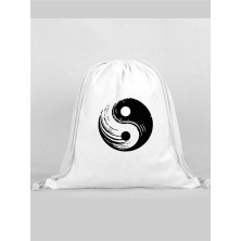 Ying Yang Baskılı Sırt Çantası - Ip Büzgülü Spor Çanta