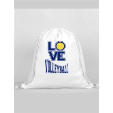 Voleybol Baskılı Sırt Çantası - Ip Büzgülü Spor Çanta