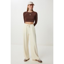 Geniş Paça Modal Eşofman Altı LUB0070 Açık Sarı