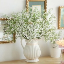 Uzun Dal Yapay Çiçek Plastik Beyaz Cipso 4dallı 63CM