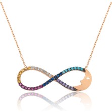 Papatya Silver Nano Taşlı Sonsuzluk Ay Kolye