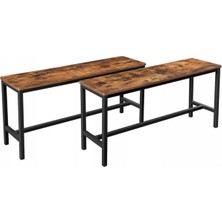 Hitit Dekorasyon Baro Siyah Metal Ahşap Bench 2 Adet