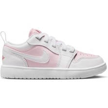 Nike Jordan 1 Low Alt Leather Sneakers Hakiki Deri Bantlı Cırtlı Kız Çocuk Spor Ayakkabı Beyaz Pembe