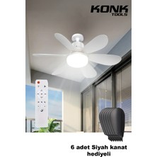 Konk Tools Sessiz Çalışma 6 Kanat ve Işıklı Uzaktan Kumandalı Tavan Tipi Vantilatör Ekstra 6 Kanat Hediyeli
