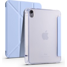 Apple iPad Mini 7 A17 Pro (2024) Yatay ve Dikey Standlı Antişok Köşe Korumalı Kalemlikli Origami Slikon Kılıf