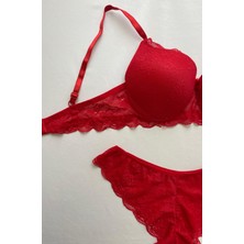 Kadın Yarım Dolgulu Dantelli Balenli Sütyen Takımı