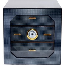 Premiumquality Teresina Siyah Karbon Desenli Sedir Humidor Puro Kutusu