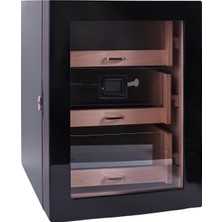 Premiumquality Belgrano Siyah 3 Çekmeceli Sedir Humidor Puro Kutusu