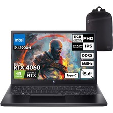 Acer Nitro ANV15-51 I9-13900H 32-Gbddr5 4 Tbssd Rtx 4060 (8GB-75W) 15.6" Fhd 165Hz Windows 11 Pro Taşınabilir bilgisayar + Hmf Sırt Çantası NH.QQEEY.007HMF27