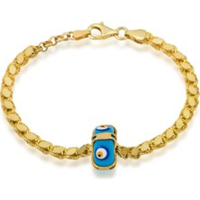 Papatya Silver Arpa Zincirli Süryani Gözlü Nazar Bileklik  Altın Kaplama 925 Ayar Gümüş