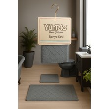 Pamuk Makarna Tufting 2'li Klozet Takımı , Banyo Seti , Banyo Paspas Seti , Su Emici ,deniz Kabuğu  Desen