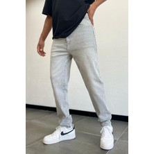 Erkek Gri Boyfriend Pantolon Likralı
