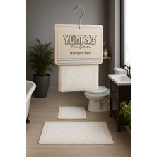 Pamuk Makarna Tufting 2'li Klozet Takımı , Banyo Seti , Banyo Paspas Seti , Su Emici ,deniz Kabuğu  Desen