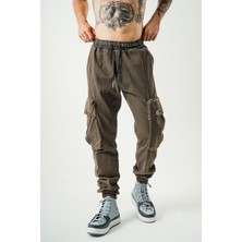 Kahverengi Kargo Cepli Jogger Pantolon