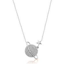 Papatya Silver Nano Zirkon Taşlı Gümüş Gezegen Kolye