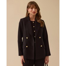 10002 Önden Düğmeli Cep Görünümlü Şık Blazer Ceket #03-25#