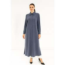 1552 Önden Gizli Düğmeli Gömlek Yaka A Kesim Tunik Kap #05-25#