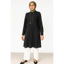 1521 Gömlek Yaka Kol Ucu Manşetli Önden Detaylı Şık Tunik #102429#