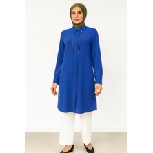 1521 Gömlek Yaka Kol Ucu Manşetli Önden Detaylı Şık Tunik #102429#