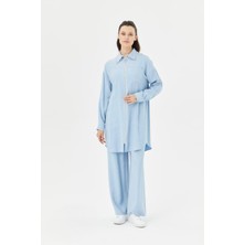 56112 Yakası Inci Detaylı Önden Fermuarlı Pantolonun Beli Lastikli Spor Ikili Takım #06-25#