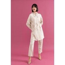 25109 Önü Fermuarlı Kapişonlu Önü Çiçek Detaylı Önü Taşlı Pantolonun Beli Lastikli Ikili Spor Takım #02-25#