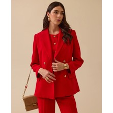 10002 Önden Düğmeli Cep Görünümlü Şık Blazer Ceket #03-25#