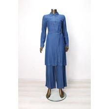 56010 Takım Önden Yarım Düğmel Beli Bağlamalı Tansel Takım Qys Takım Ç#24-05#