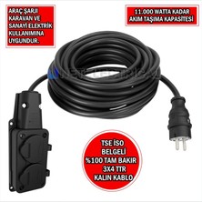 2'li 8 Metre 3x4 Ttr Tam Bakır Kalın Kablolu Bem-Ba Kauçuk Grup Priz