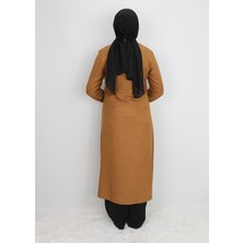 1635 Tunik Önden Düğmeli Cep Kapak ve Kol Ucu Boncuk Detaylı Uzun Tunik Qys Tunik #24-03#