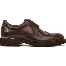 Erkek Kahverengi Bağcıklı Kalın Tabanlı Deri Casual Ayakkabı 25WFD605818