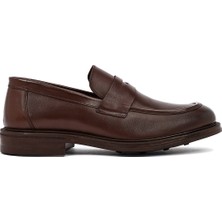 Erkek Kahverengi Deri Klasik Loafer 25WFD750518