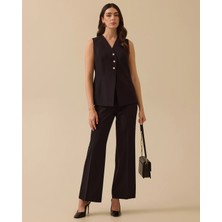 10009 Kruvaze Yaka Önden Düğmeli Günlük Yelek #03-25#