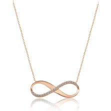 Papatya Silver Gümüş Sonsuzluk Kolye Nano Taşlı Rose Altın Kaplama