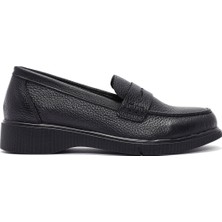 Kadın Siyah Deri Comfort Loafer 25AFD1503FT