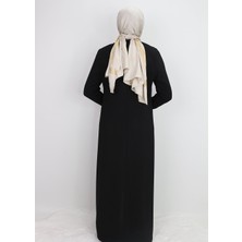 5040 Ferace Önden Fermuarlı Önü ve Yanları Taş Işlemeli Özen Gün Ferace Qys Ferace #24-053