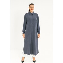 1552 Önden Gizli Düğmeli Gömlek Yaka A Kesim Tunik Kap #05-25#