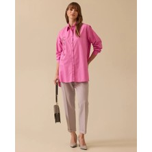 1017 Önden Düğmeli Yakası Çiçek Detaylı Şık Tunik 10002511211017 #06-25#