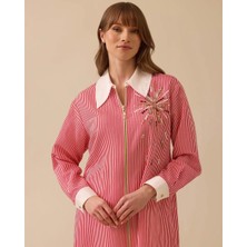 1001 Önden Fermuarlı Göğsü Taşlı Şık Tunik 10002421211001 #06-25#