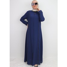 5040 Ferace Önden Fermuarlı Önü ve Yanları Taş Işlemeli Özen Gün Ferace Qys Ferace #24-053