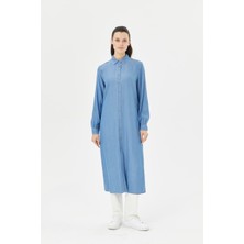 61015 Önden Düğmeli Gömlek Yaka Spor Kot Tunik #03-25#