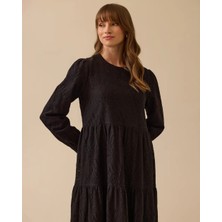 1027 Güpürlü Sıfır Yaka Içi Astarlı Keten Elbise 10002511311027 #06-25#