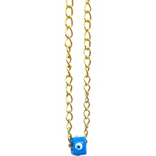 Altın Kaplama Nazar Boncuğu Kolye – Paslanmaz Çelik, Minimalist Kadın Takısı, 60 cm Zincir, Koruyucu Damla Tasarım Hediye