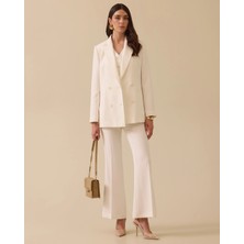 10017 Kruvaze Yaka Önden Düğmeli Cep Görünümlü Şık Blazer Ceket #03-25#