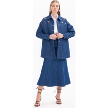 1001 Jean Ceket Önü Taş Detaylı Çıt Çıt Kapamalı Cepli Jean Ceket Qys Jean Ceketn 11242107501001 #24-05#