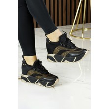 Erkan Saçmacı Eleanor Altın Süet Streç Taşlı Gizli Dolgu Topuklu Günlük Ayakkabı